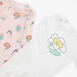 Stella McCartney Kids-Girls Pink & White Cotton Babysuit Set | Childrensalon
