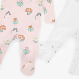 Stella McCartney Kids-Girls Pink & White Cotton Babysuit Set | Childrensalon