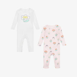 Stella McCartney Kids-Girls Pink & White Cotton Babysuit Set | Childrensalon