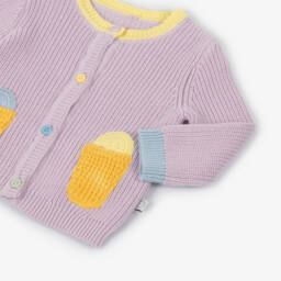 Stella McCartney Kids-Girls Purple Cotton Ice Cream Cardigan | Childrensalon