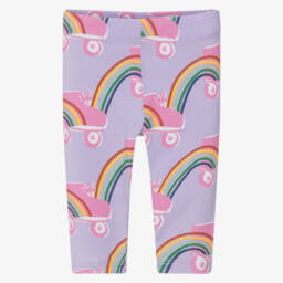 Stella McCartney Kids-Girls Purple Rainbow Print Leggings | Childrensalon
