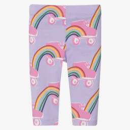 Stella McCartney Kids-Girls Purple Rainbow Print Leggings | Childrensalon