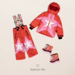 Stella McCartney Kids Ski Wear Capsule-Girls Red & Pink Star Ski Trousers | Childrensalon