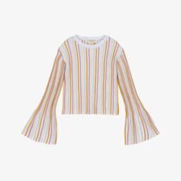 Girls Silver & Rainbow Stripe Top
