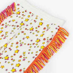 Stella McCartney Kids-Girls White Fringed Cotton Joggers with Star Print | Childrensalon
