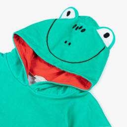 Stella McCartney Kids-Green Frog Hooded Towel Poncho | Childrensalon