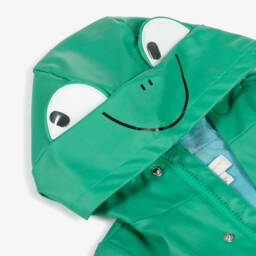 Stella McCartney Kids-Green Hooded Frog Baby Raincoat | Childrensalon