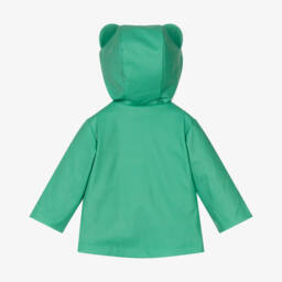 Stella McCartney Kids-Green Hooded Frog Baby Raincoat | Childrensalon