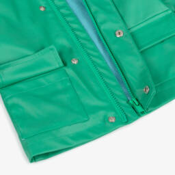 Stella McCartney Kids-Green Hooded Frog Baby Raincoat | Childrensalon