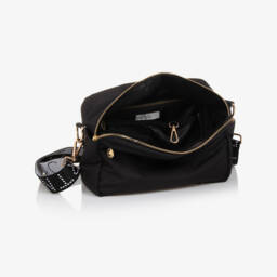 Stella McCartney Kids-Mini Black Crossbody Logo Changing Bag (25cm) | Childrensalon