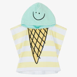 Stella McCartney Kids-Yellow Stripe Hooded Towel Poncho | Childrensalon