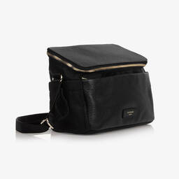 Storksak-حقيبة منظمة لعربة الأطفال جلد لون أسود (27 سم) | Childrensalon