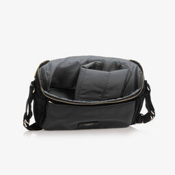 Storksak-حقيبة منظمة لعربة الأطفال جلد لون أسود (27 سم) | Childrensalon