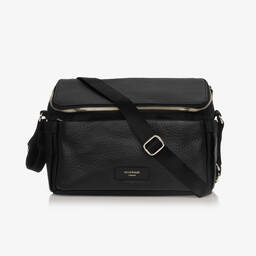 Storksak-حقيبة منظمة لعربة الأطفال جلد لون أسود (27 سم) | Childrensalon