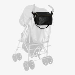 Storksak-حقيبة منظمة لعربة الأطفال جلد لون أسود (27 سم) | Childrensalon