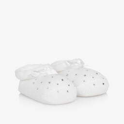 Story Loris-Baby Girls White Booties & Headband Set | Childrensalon