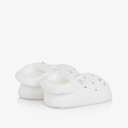Story Loris-Baby Girls White Booties & Headband Set | Childrensalon