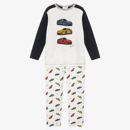 Story Loris-Boys Blue & Ivory Cotton Pyjamas | Childrensalon