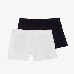 Story Loris-Boys Blue & White Boxer Shorts (2 Pack) | Childrensalon