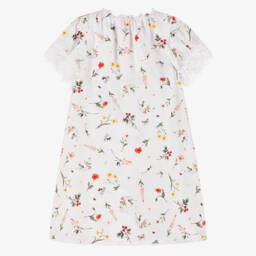 Story Loris-Girls White Cotton Woodland Nightdress | Childrensalon
