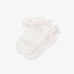 Story Loris-Ivory Lace Cotton Baby Socks | Childrensalon