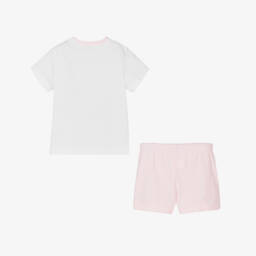 Story Loris-Pink & White Cotton Moon Pyjamas | Childrensalon