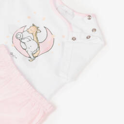 Story Loris-Pink & White Cotton Moon Pyjamas | Childrensalon