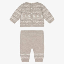Tartine et Chocolat-Baby Boys Beige Wool & Cashmere Knit Bunny Trouser Set | Childrensalon