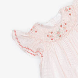 Tartine et Chocolat-Baby Girls Pink Smocked Cotton Dress | Childrensalon