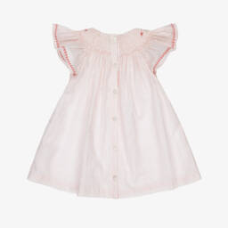 Tartine et Chocolat-Baby Girls Pink Smocked Cotton Dress | Childrensalon