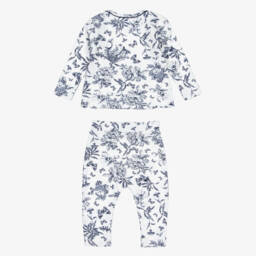 Tartine et Chocolat-Blue & White Toile De Jouy Cotton Baby Pyjamas | Childrensalon