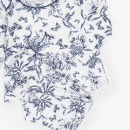 Tartine et Chocolat-Blue & White Toile De Jouy Cotton Baby Pyjamas | Childrensalon