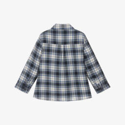 Tartine et Chocolat-Boys Blue Checked Cotton & Wool Shirt | Childrensalon