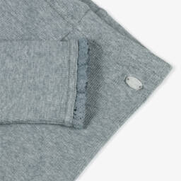 Tartine et Chocolat-Girls Grey Cotton Lace Trimmed Leggings | Childrensalon