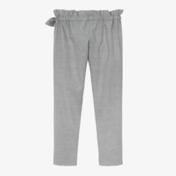 Tartine et Chocolat-Girls Grey Flannel Trousers with Bow | Childrensalon