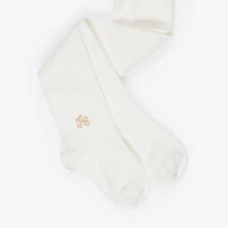 Tartine et Chocolat-Girls Ivory Cotton Knit Tights | Childrensalon