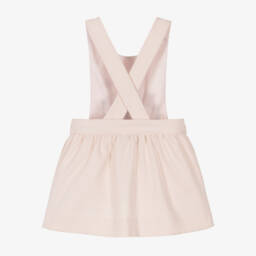 Tartine et Chocolat-Girls Pink Floral Embroidered Pinafore Dress | Childrensalon