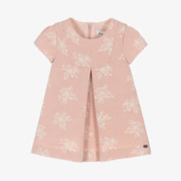 Tartine et Chocolat-Girls Pink & Glittery Ivory Floral Jacquard Dress | Childrensalon