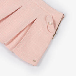 Tartine et Chocolat-Girls Pink Pleated Tweed Skirt | Childrensalon