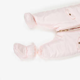 Tartine et Chocolat-Girls Pink Reversible Faux Fur Snowsuit | Childrensalon