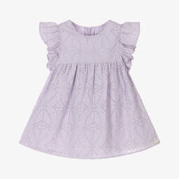 Girls Purple Broderie Anglaise Dress