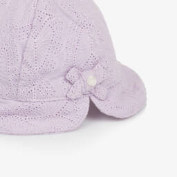 Tartine et Chocolat-Girls Purple Broderie Anglaise Sun Hat | Childrensalon
