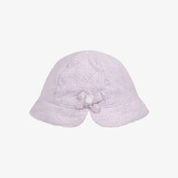 Tartine et Chocolat-Girls Purple Broderie Anglaise Sun Hat | Childrensalon