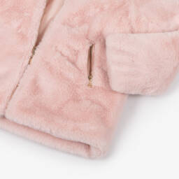 Tartine et Chocolat-Girls Reversible Pink Faux Fur Puffer Coat | Childrensalon