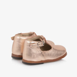 Tartine et Chocolat-Girls Rose Gold Leather First Walker Shoes | Childrensalon