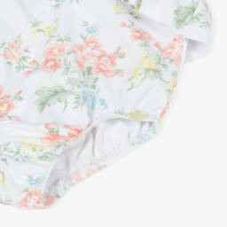 Tartine et Chocolat-Girls White Floral Bows & Ruffles Swimsuit | Childrensalon