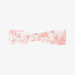 Girls White & Red Floral Print Cotton Headband