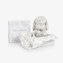 Tartine et Chocolat-Grey Augustin the Rabbit Baby Comforter (25cm) | Childrensalon
