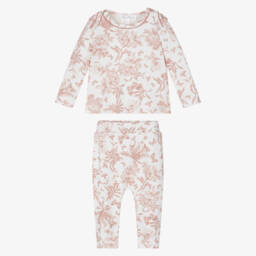 Tartine et Chocolat-Ivory & Pink Toile Du Jouy Cotton Baby Pyjamas | Childrensalon