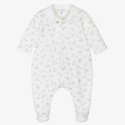 Tartine et Chocolat-بيجامة قطيفة بنقشة أرنب لون عاجي للأطفال | Childrensalon